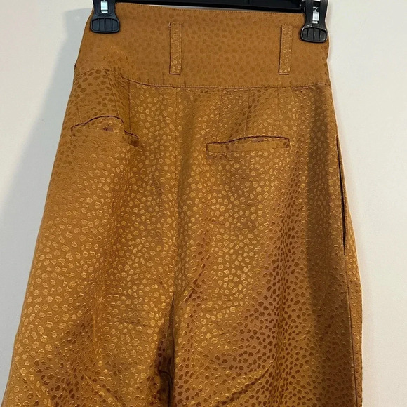 Tba Anthropologie TO BE ADORED animal DOT high rise wide leg trouser cotton silk - Picture 2 of 7